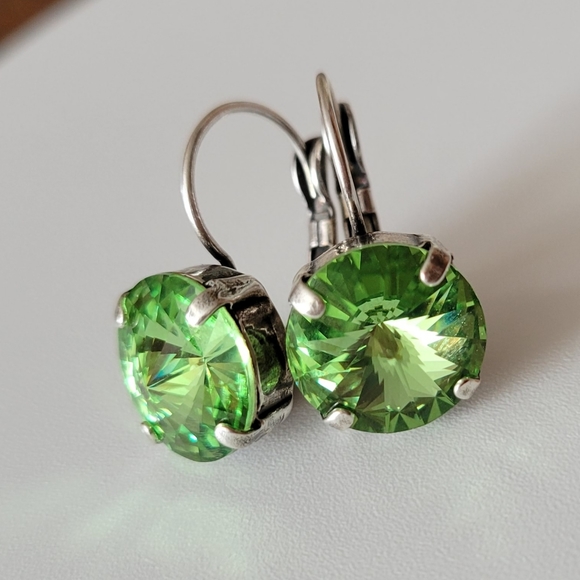 Austrian Crystal Earrings in Antique Silver - Picture 8 of 8